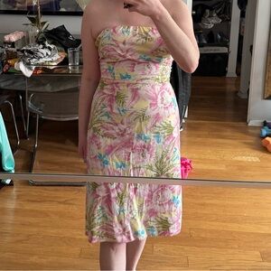 Tropical Bloom Strapless Dress